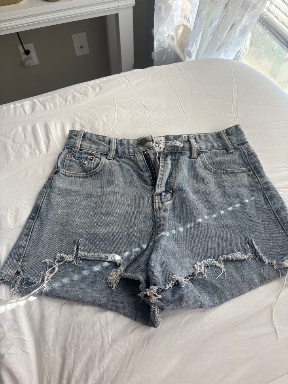 Princess Polly Light Blue Distressed Denim Jean Shorts